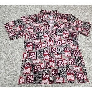 Vintage Hawaii Brand Hawaiian Button Up Shirt Size Large Aloha Camp Tiki Floral